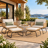 Outdoor Wicker 4-Piece Patio Set With Footrest