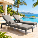 Outdoor Swimming Poolside Lounger (Black) Set of 2