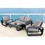 4-Piece Outdoor Rattan Wicker Patio Sofa Set & Glass Top Table