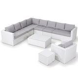 Outdoor Sofa Set 8 Seater , Single Seater and 2 Center Table Set (White)