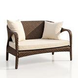 Outdoor 2 Seater Sofa (Dark Brown +Beige)