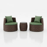 Outdoor Patio Sofa Set 2 Single Seater and 1 Table (Brown)