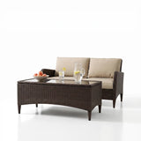 Outdoor 2 Seater Sofa and 1 Center Table (Brown)