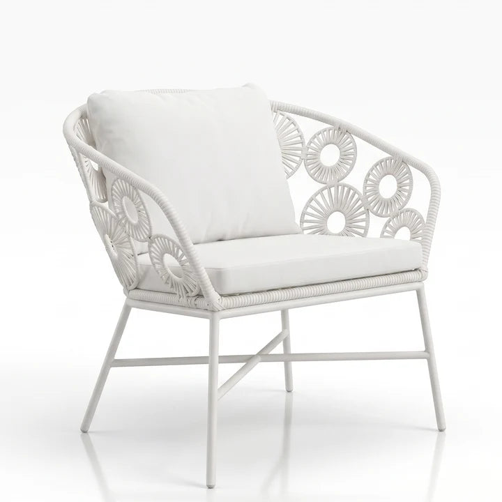 Outdoor Garden Balcony Single Seater Sofa (White)