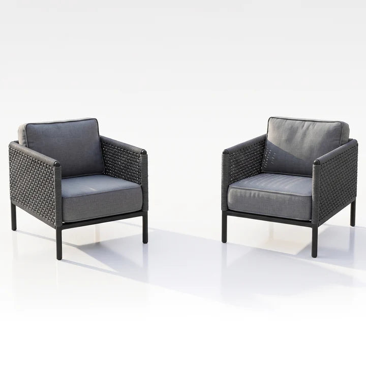 Outdoor Sofa Set 2 Single seater (Grey) Braided & Rope