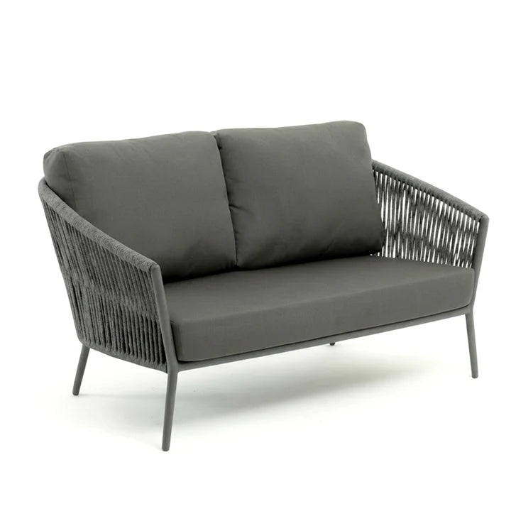 Outdoor Sofa Set 2 Seater (Grey) Braided & Rope