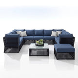 Outdoor Sofa Set 9 Seater, 1 Ottoman and 1 Center Table Set Braided & Rope