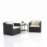 Outdoor Patio Seating Set 2 Chairs and 1 Table Set (Black)