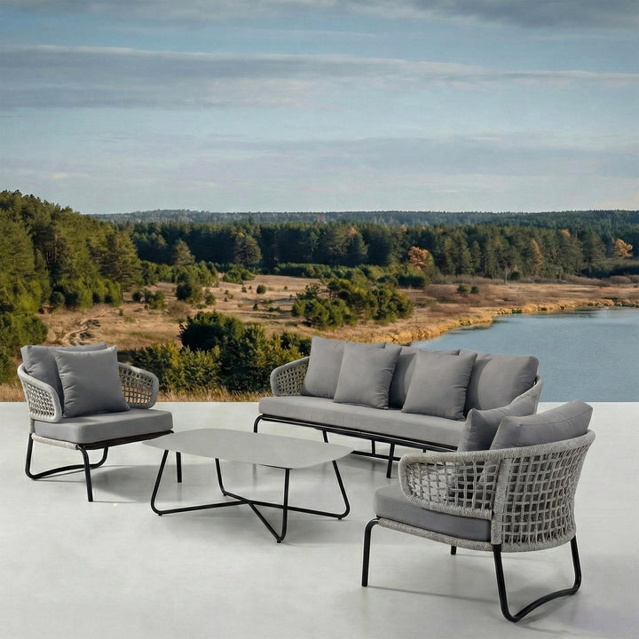 Outdoor Sofa Set 3 Seater , 2 Single seater and 1 Center Table Set Braided & Rope