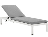 Outdoor Swimming Poolside Lounger With 1 Side Table (White)