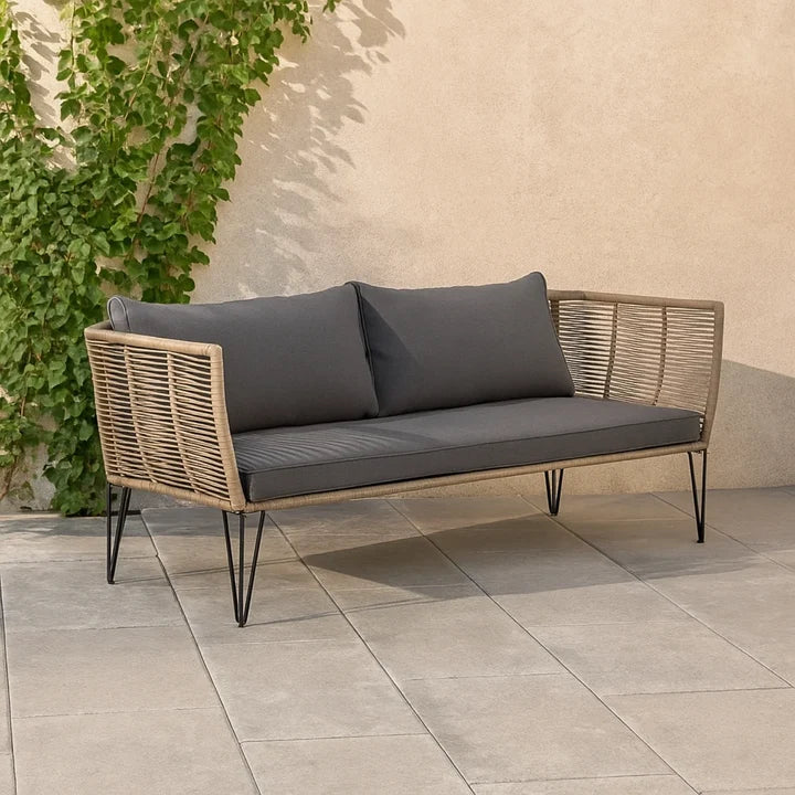 Outdoor Sofa 2 Seater (Beige) Braided & Rope