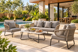Outdoor Sofa Set 3 Seater , 2 Single seater and 1 Center Table Set Braided & Rope