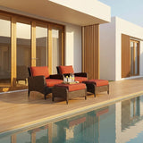 Outdoor Sofa Set 2 Single seater with 2 ottoman (Brown)