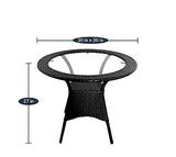 Patio Furniture Set - Indoor-Outdoor Chair and Table, Garden Seating, Balcony Coffee Table Set, Powder Coated (2+1) (Black Glass)
