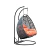 Craft Outdoor Indoor Furniture Beautiful Big Double Seater Black Swing & Stand & Orange Cushion & Hook for Adults