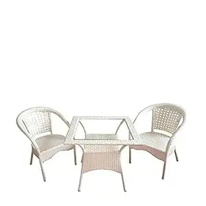 Craft Patio D-8 |Indoor |Outdoor |Living Room| Balcony| Garden| 2Chair 1Table Furniture Set| Coffee Chair Table Set|Powder Coated| Color-Honey