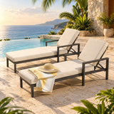 Outdoor Swimming Poolside Lounger Set of 2 (Brown)