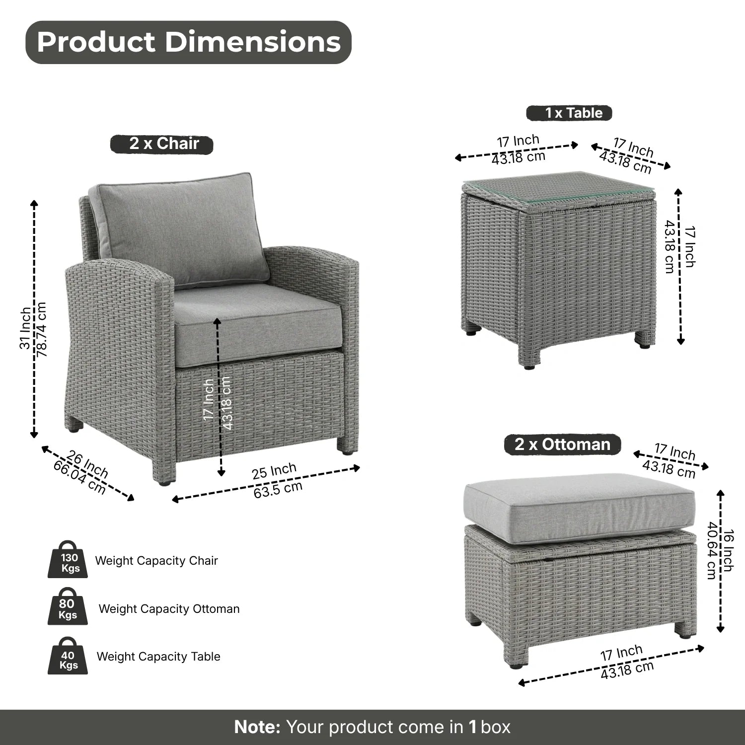 5 Pieces Patio Furniture Set