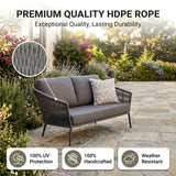 Outdoor Sofa Set 2 Seater (Grey) Braided & Rope