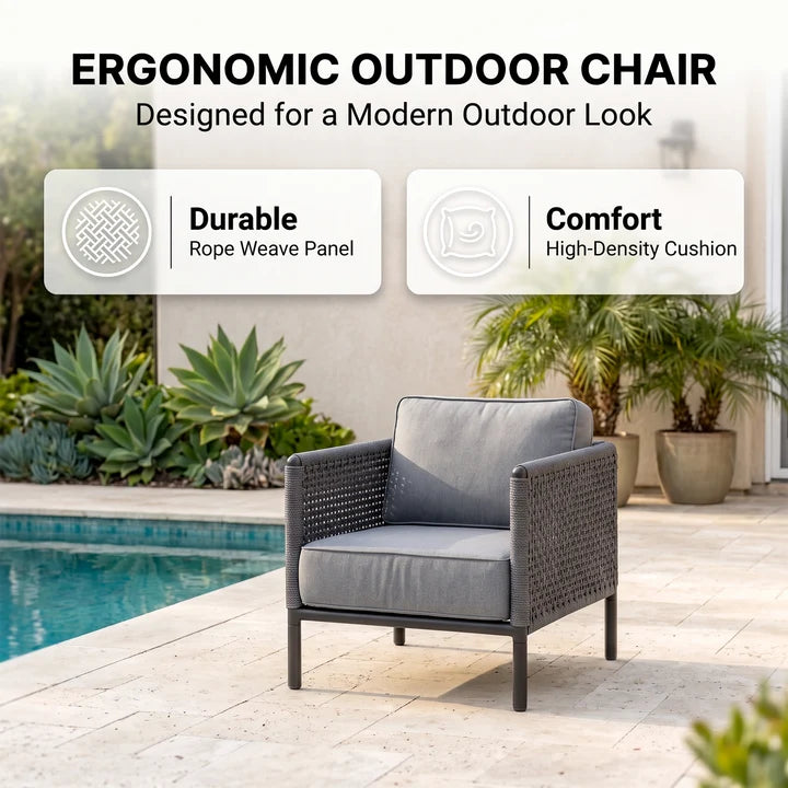 Outdoor Sofa Set 2 Single seater (Grey) Braided & Rope