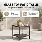 Outdoor Patio Seating Set 2 Chairs and 1 Table Set (Black)
