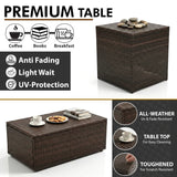 Outdoor Garden Balcony Sofa Set 3 Seater, 2 Seater With 2 Single Seater and 1 Center Table With 1 Side Table Set (Brown)