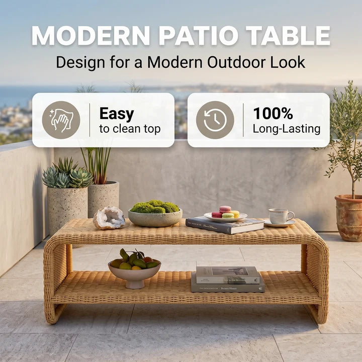 Outdoor Sofa Set 2 Seater, 1 Single seater and 1 Center Table (Light Brown)
