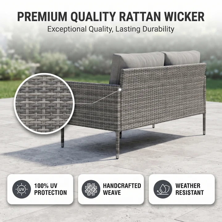 Outdoor Patio Sofa Set 2 Seater (Grey)