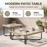 Outdoor Sofa Set 6 Seater , 2 Ottoman and 1 Center Table + 1 side table Set (Tan + Beige) Braided & Rope