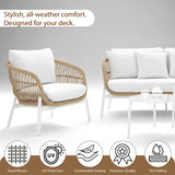 Outdoor Garden Balcony Sofa Set 2 Seater , 2 Single Seater 2 Center Table Set Braided and Rope