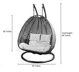 Craft Wicker Wrought Iron 2 Seater Swing Chair with Stand, Soft Cushion & Hook | Double Hanging Hammock Jhula for Adults & Kids | Indoor Outdoor Balcony (White, King Size)