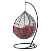 Craft Single Seater Swing Chair with Stand & Outdoor Indoor Balcony Garden Patio,Powder Coated Frame,UV Protected Wicker,Cushion (Swing-Brown/Cushion-RED)