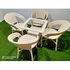 Craft Furniture D-12 Chairs Table Set 4+1 Wicker Patio Furniture Sets 4 Chair and 1 Table for Garden Balcony Bedroom Powder Coated Frame Uv Protected Wicker 4 Chair 1 Table Set (OFFWHITE)