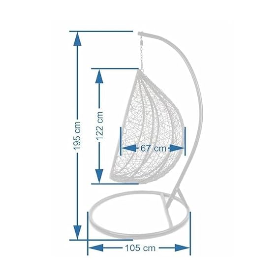 Craft 1 Seater Swing Chair with Stand & Cushion Outdoor, Indoor, Balcony, Garden, Patio, UV Protected Wicker (Black & White)
