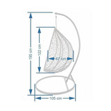Craft 1 Seater Swing Chair with Stand & Cushion Outdoor, Indoor, Balcony, Garden, Patio, UV Protected Wicker (Black & White)