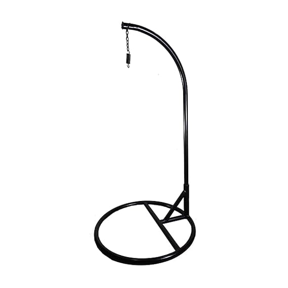 Craft Single Seater Metal Swing Chair with Stand & Cushion & Hook,Outdoor Indoor,Balcony, Garden, Patio Home Improvement(Stand-Brown,Basket White/Brown, Cushion-Brown)