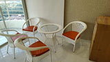 D-8 Wicker Outdoor Furniture Set | 4 Chairs with 1 Table | Garden | Balcony | Patio | Coffee Area | White Orange
