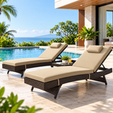 Outdoor Swimming Poolside Lounger Set of 2 (Brown)