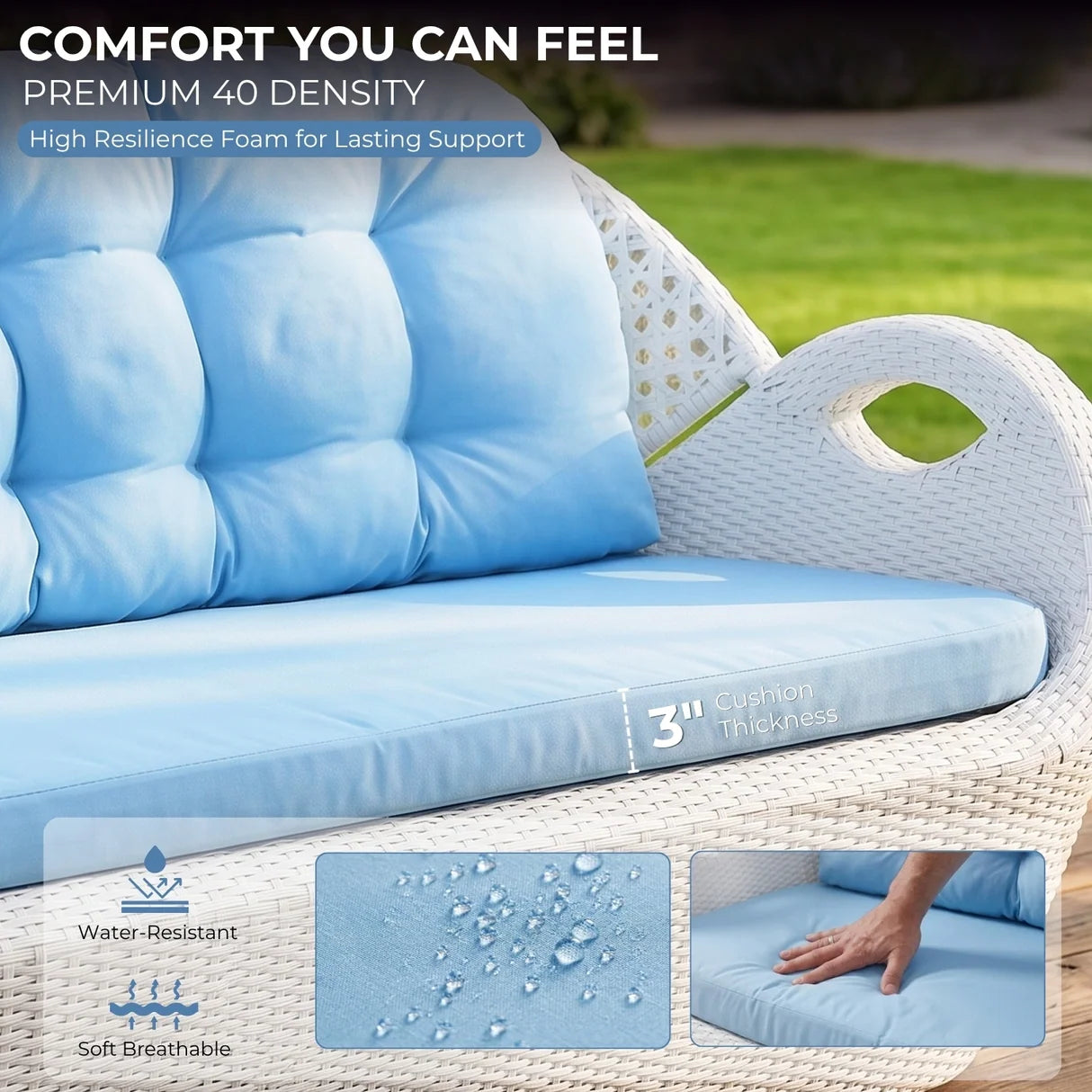 4-Seater Modern Design Outdoor Patio Furniture Set (White & Sky-blue)