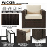 Outdoor Garden Balcony Sofa Set 3 Seater, 2 Single seater With 1 Ottoman and 1 Center Table Set (Brown)