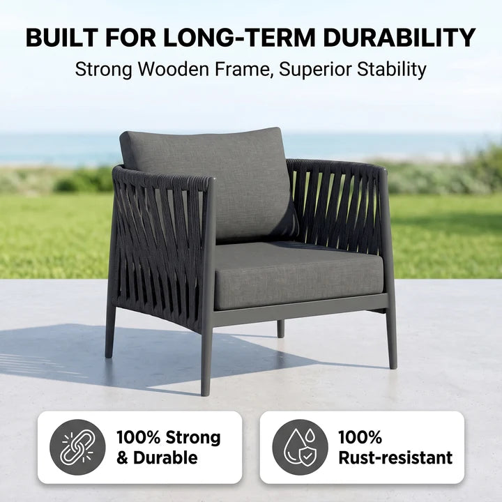 Outdoor Garden Balcony Sofa Set 2 Single seater Set (Dark Grey)