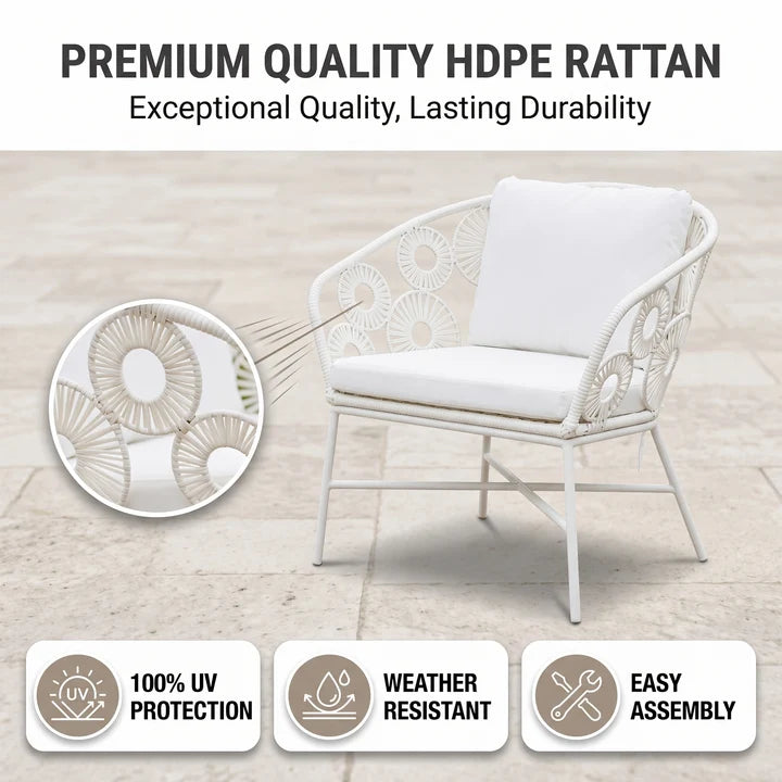 Outdoor Garden Balcony Single Seater Sofa (White)