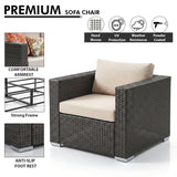 Outdoor Garden Balcony Sofa Set 3 Seater, 2 Seater With 2 Single Seater and 1 Center Table With 1 Side Table Set (Brown)