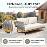 Outdoor Garden Balcony Sofa Set 2 Seater,4 Single Seater With 1 Table Set, Braid & Rope (Grey)