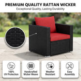 Outdoor Sofa Set 2 Single seater and 1 Center Table (Black + Red)