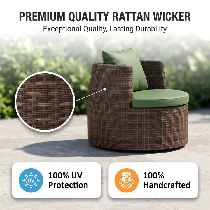 Outdoor Patio Sofa Set 2 Single Seater and 1 Table (Brown)