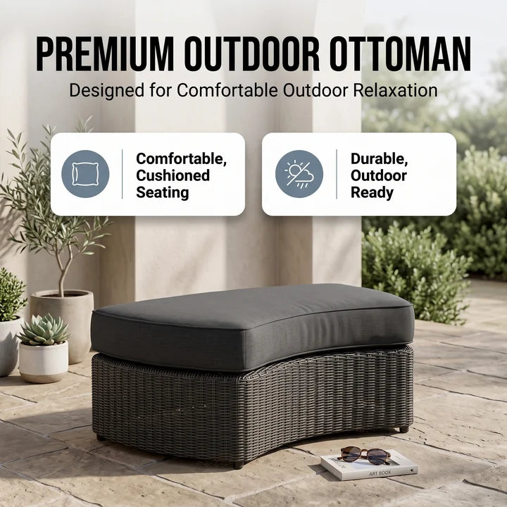 Outdoor Garden Balcony Sofa Set 2 Seater, Single seater and 1 Center Table with Ottoman Set (Black)