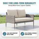 Outdoor Patio Sofa Set 2 Seater (Grey)
