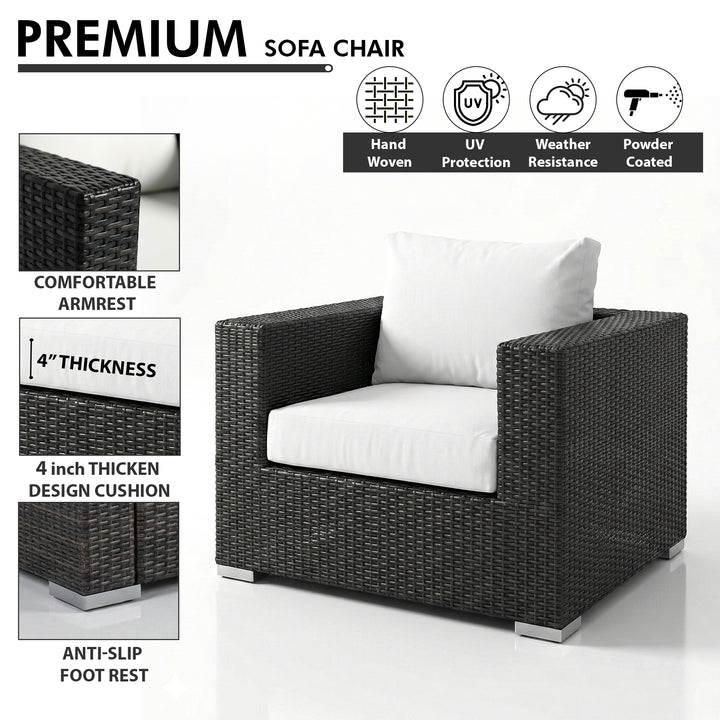 Manward Outdoor Sofa Set 2 Single seater and 1 Ottoman (Brown + White)