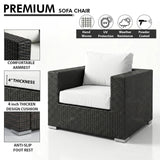 Manward Outdoor Sofa Set 2 Single seater and 1 Ottoman (Brown + White)